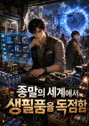 종말의 세계에서 생필품을 독점함 표지