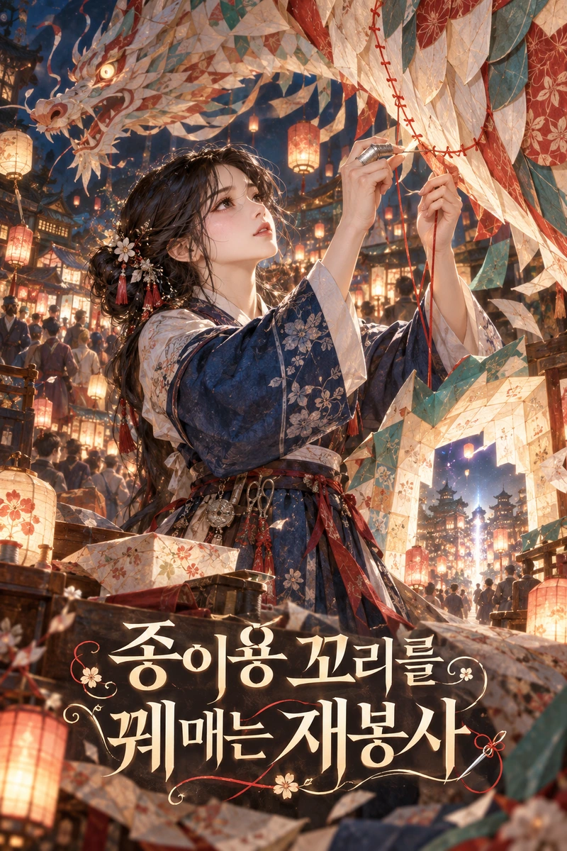 종이용 꼬리를 꿰매는 재봉사 표지