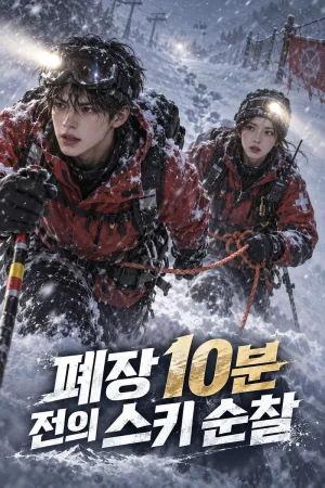 폐장 10분 전의 스키 순찰 표지