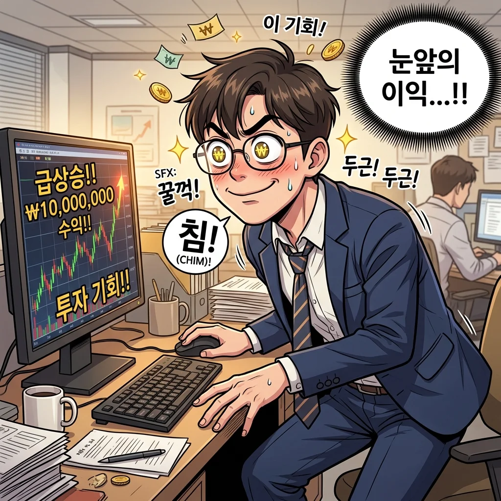 귀가 얇아져서 눈을 번쩍 뜨고 침을 꿀꺽 삼키며 마우스를 쥐는 나개미